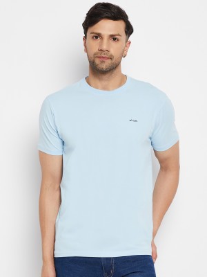 98 Degree North Solid Men Round Neck Blue T-Shirt