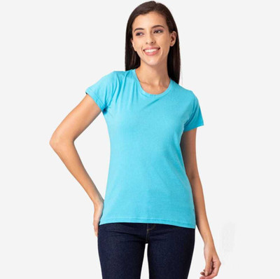 Smart Colors Solid Women Round Neck Blue T-Shirt