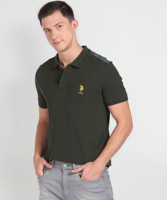 U.S. POLO ASSN. Printed Men Polo Neck Light Green T-Shirt