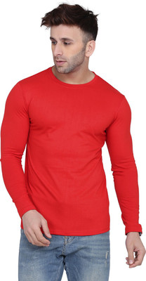 Kroptee Solid Men Round Neck Red T-Shirt