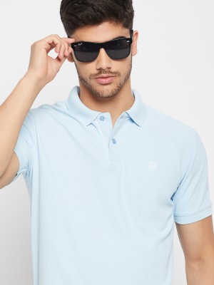 UNIBERRY Solid Men Polo Neck Light Blue T-Shirt