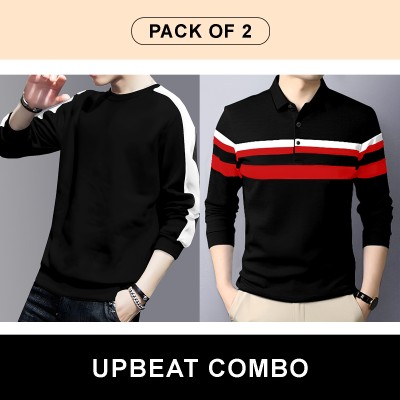 AUSK Colorblock Men Polo Neck Black, Red, White T-Shirt