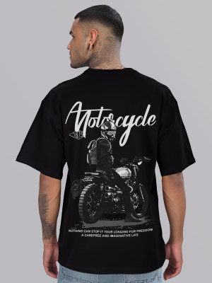 ADRO Printed Men Round Neck Black T-Shirt