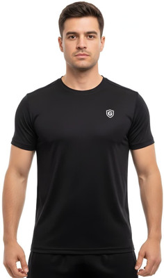 Gur Style Solid Men Crew Neck Black T-Shirt