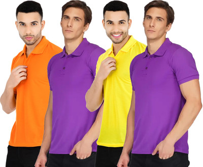 KEOTI Solid Men Polo Neck Multicolor T-Shirt