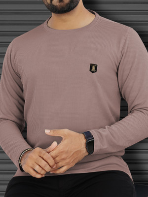 VeBNoR Solid Men Round Neck Brown T-Shirt