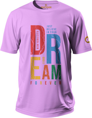 Enciger Printed Men Round Neck Pink T-Shirt