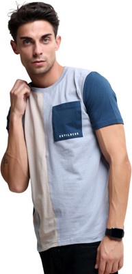 Estilocus Solid Men Round Neck Blue T-Shirt