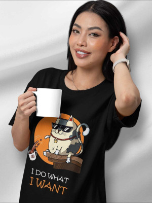 PD CLORI Solid Women Round Neck Black T-Shirt