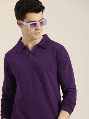 DILLINGER Solid Men Polo Neck Purple T-Shirt