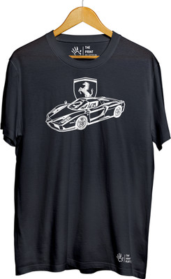 THE PRINT PLATTER Printed Men Round Neck Black T-Shirt