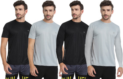 FTX Solid Men Round Neck Multicolor T-Shirt