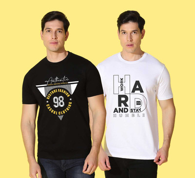 WOOSTRO Printed Men Round Neck Multicolor T-Shirt