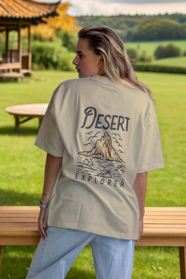 Moda Rapido Printed Women Round Neck Beige T-Shirt