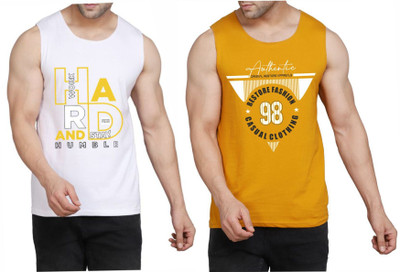 Restore Printed Men Scoop Neck White, Yellow T-Shirt