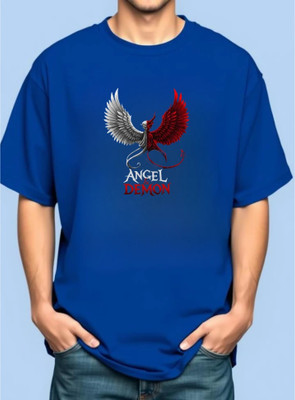 BLOSSOMTRADER Printed Men Round Neck Blue T-Shirt