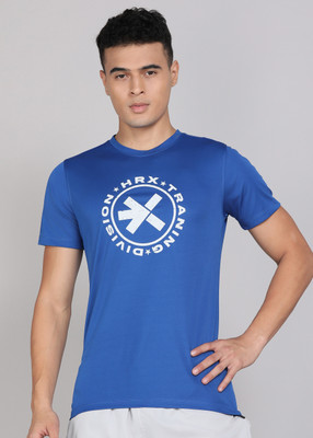 HRX by Hrithik Roshan Graphic Print Men Round Neck Blue T-Shirt