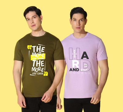 WOOSTRO Printed Men Round Neck Multicolor T-Shirt