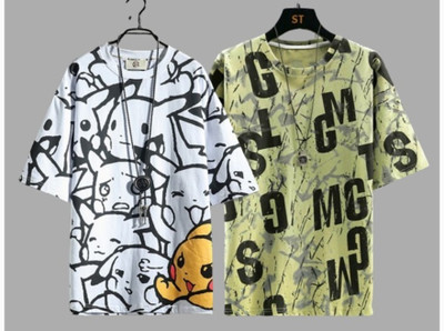 Ashish Enterprises Printed Men Round Neck Blue, Red T-Shirt