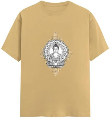 ARYA Graphic Print Men Round Neck Beige T-Shirt