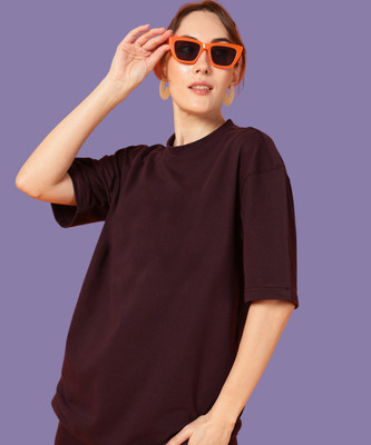 DOGMAN Solid Women Round Neck Purple T-Shirt