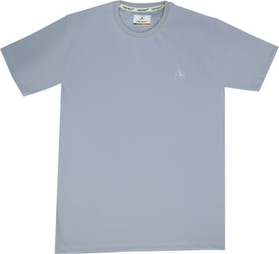 TIM RAFT Solid Men Round Neck Light Blue T-Shirt
