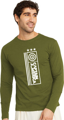 RULEDBYSUN Printed Men Round Neck Green T-Shirt