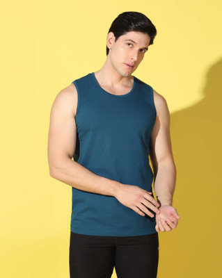WOOSTRO Self Design Men Round Neck Dark Blue T-Shirt