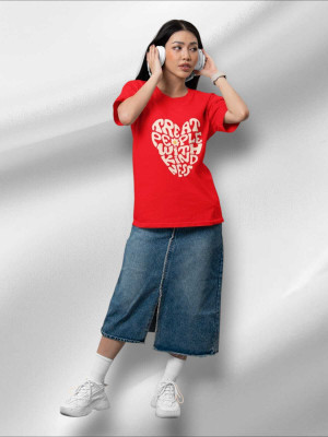 Clori Solid Women Round Neck Red T-Shirt