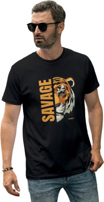 Adrift Graphic Print Men Round Neck Black T-Shirt
