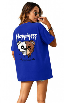 Madliyn Graphic Print Women Round Neck Blue T-Shirt