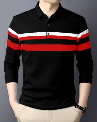 AUSK Colorblock Men Polo Neck Red, Black, White T-Shirt