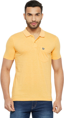 DUKE Solid Men Polo Neck Yellow T-Shirt