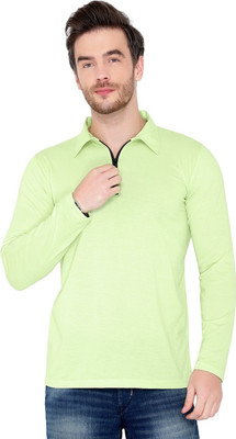 Moordale Fab Solid Men Polo Neck Green T-Shirt