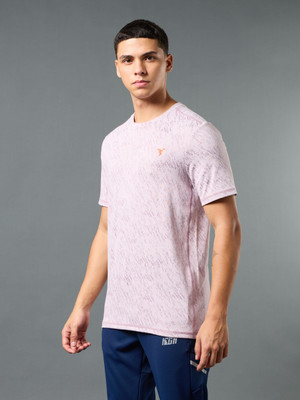 TECHNOSPORT Printed Men Round Neck Purple T-Shirt