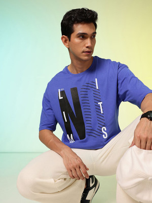 HRX by Hrithik Roshan Printed Men Round Neck Blue T-Shirt