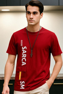 FASHIUM Printed Men Round Neck Red T-Shirt