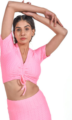 GymSquad Casual Self Design Women Pink Top