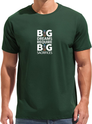 XZEEZZ Typography Men Round Neck Green T-Shirt
