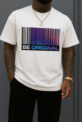 HASTEN Printed Men Round Neck White T-Shirt