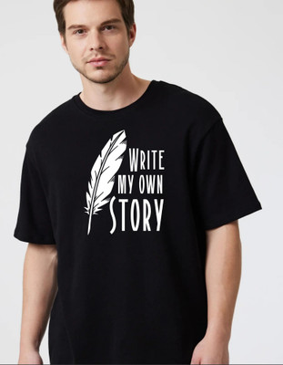 fashnobic Self Design Men Round Neck Black T-Shirt