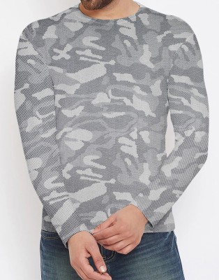 Selvia Printed Men Round Neck Grey T-Shirt