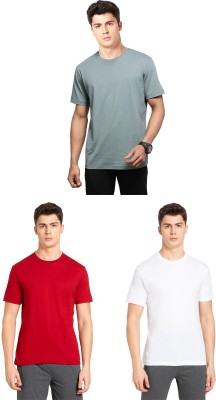 JOCKEY Solid Men Round Neck Green, Red, White T-Shirt