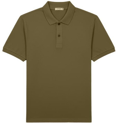 Leotude Solid Men Polo Neck Green T-Shirt