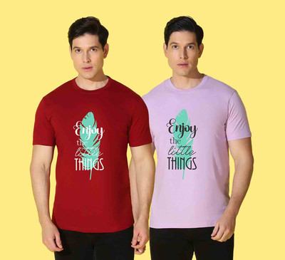 WOOSTRO Printed Men Round Neck Multicolor T-Shirt