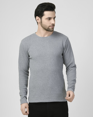 SMASH SMART WEAR Solid Men Crew Neck Grey T-Shirt