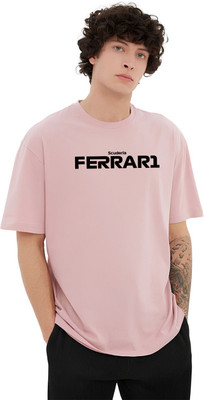 KART BLACK Self Design Men Round Neck Pink T-Shirt