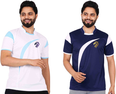 La Milano Printed Men Stylised Neck Navy Blue T-Shirt