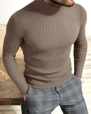 EyeBogler Striped Men Round Neck Grey T-Shirt