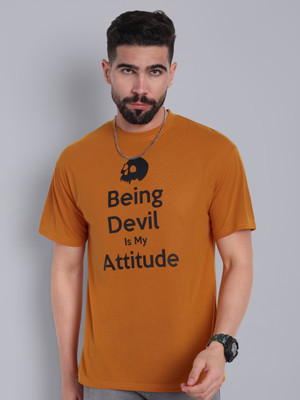 Go Devil Printed Men Round Neck Yellow T-Shirt